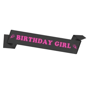 Black Birthday Girl Sash Satin Happy Birthday Party Decorations Women Gift - Picture 1 of 6