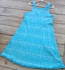 Fresh Produce Girl's 10 (XL) Sleeveless Sundress Blue Ikat Print Ruffle Beach - Picture 1 of 7