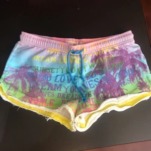 OP Womens Sweatshorts Multicolor Hawaiian Cut Off Drawstring Casual Beach M - Picture 1 of 5