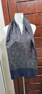 Vintage 100% Twill Silk Scarf Cravat Double Layer Neckerchief Elegant Paisley - Picture 1 of 3