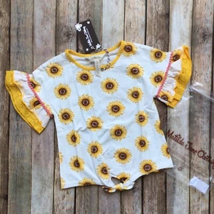 NWT Matilda Jane Sunflowers Forever Tie Front Tee Sz 4 - Picture 1 of 3