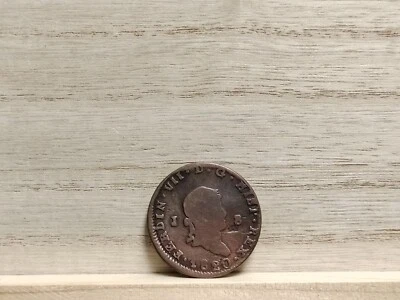 1820 J 8 Maravedis Spain Copper Coin (Fernando VII Jubia mint. 2nd portrait) - Image 1 of 4