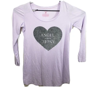 Victoria Secret Pajama Dress Size Small Purple Long Sleeve Distressed Angel - Picture 1 of 5