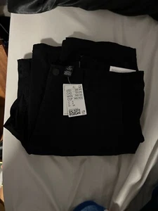 H M Men Pants Small Black Cotton Blend Straight Relaxed Fit Cargo - Picture 1 of 4