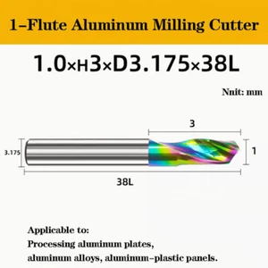 1,0*H3*D3,175*38L 1-Flöte CNC Profilierung Aluminium Schaftfräser Fräser Wolfram Stahl - Bild 1 von 5