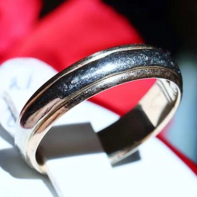 14k gold multi tone wedding band ring size 7.5 vintage handmade 3.4gr N2912 - Image 1 of 4