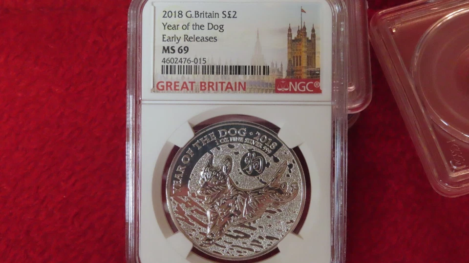 2018 GREAT BRITAIN 1OZ .999 SILVER PROOF NGC PF69 UCAM YEAR OF DOG COIN - Image 1 of 4