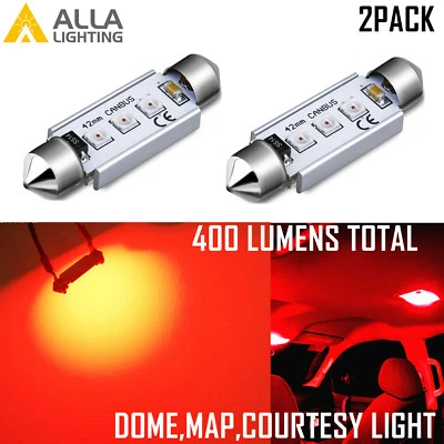 Alla Lighting Map,Dome,Courtesy Light Bulb Red Interior Overhead Reading Lamp,2x - Image 1 of 4