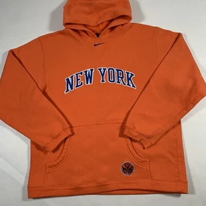VTG Y2k Nike New York Knicks Center Swoosh Hoodie Sweatshirt Youth Large 16-18 - Picture 1 of 9