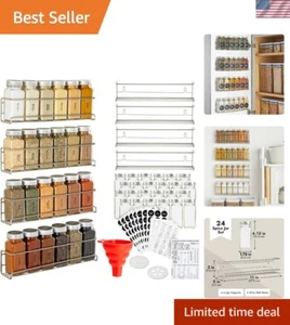 Durable Wall-Mounted Spice Rack Set with 24 Glass Jars & Labels Included - Picture 1 of 11