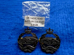 PAIR RTR, ROYAL TANK REGIMENT OFFICERS SERVICE DRESS BRONZE COLLAR BADGES, TKS - Picture 1 of 5