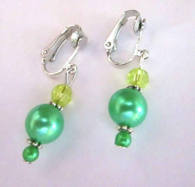 Ohrclips CLIPS grün Kunstperlen - Bild 1 von 3