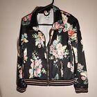Girls Art Class Black Floral Zip Up Jacket - Size XL (14/16)