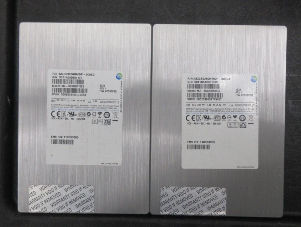 Samsung MZ-3S9200T/0C3, MZ3S9200HMDP-000C3, 3.5" 200GB SATA 6Gb/s SSD, LOT OF 2 - Image 1 of 1