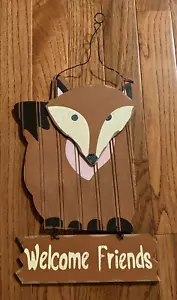Wood Fox Sign Plaque Wall Hanging Home Decor Welcome Friends - Picture 1 of 7