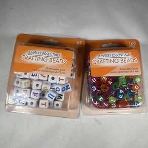 Jewelry Essentials Crafting Beads 8 mm & 12 mm Lot Of 2 Package Alphabet - Picture 1 of 9