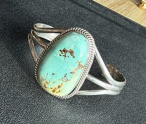 Royston Turquoise & Sterling Silver Bracelet Signed TF Thomas Francisco. G - Picture 1 of 24