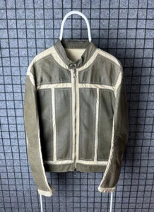 GF Ferre Leather Jacket Italian Designer Striped Size Large - Picture 1 of 13