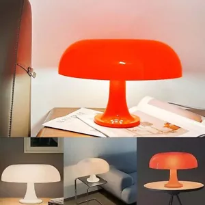 Nachttischlampe Pilz Lampe LED Tisch Lampe Mit 4 E14 Glühbirnen Retro Orange USB - Bild 1 von 20