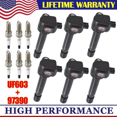 6 bobinas de encendido y 6 bujías para Honda Pilot Odyssey Acura UF603 2009-2015 Foto 1 de 4