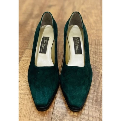 Sesto Meucci Velvet Pumps Classic Block Heel Pointed Toe Made in Italy 7 - Image 1 of 4