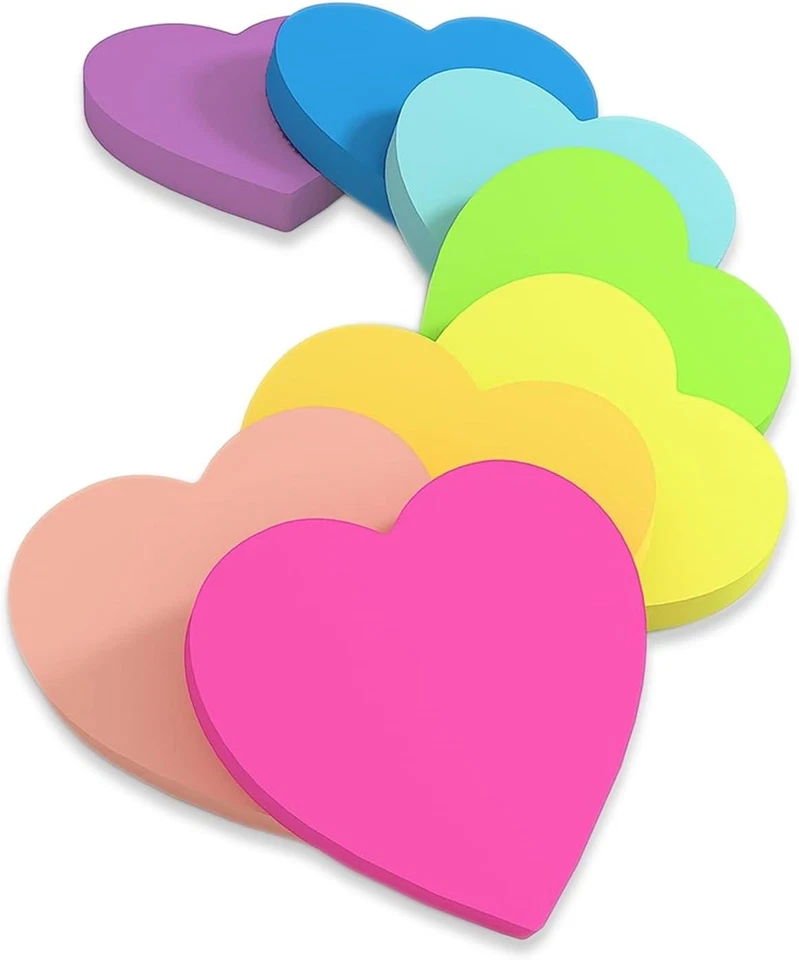 180 Pcs Heart Post It Notes,70 X 70MM Cute Novelty Heart Shaped Fun Post Its St - Image 1 of 4