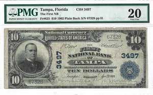 1902 PB $10 National Banknote The First National Bank of Tampa Florida 3497 FL - Picture 1 of 2