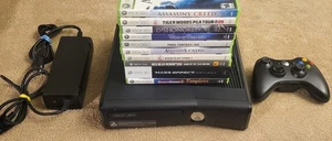 Microsoft Xbox 360 S Slim 250gb Console Bundle W/ 10 Games & Controller - Picture 1 of 17