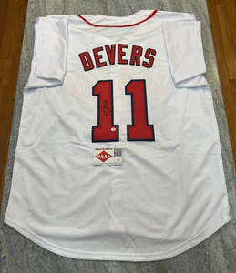 Camiseta deportiva de béisbol blanca firmada autografiada por Rafael Devers #11 de los Medias Rojas de Boston certificado de autenticidad - Imagen 1 de 3