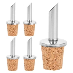 5 Stück Edelstahl Flaschenausgießer Flip Olivenöl Ausgießer Korken Design Weinflasche - Bild 1 von 12