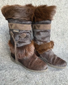 Vintage TECHNICA Ziegenfell Winter Mukluk Stiefel Apres Ski Snow Bunny Gr. 38 US 7,5 - Bild 1 von 13