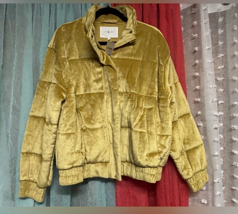 Abrigo acolchado Lou & Grey para mujer con sensación de terciopelo dorado nuevo con etiquetas talla grande nuevo con etiquetas Foto 1 de 1