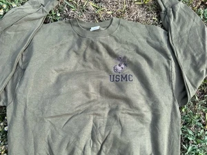 USMC Crew Neck Training Sweat Shirt OD Green with Logo Size Large BRANDNEU - Bild 1 von 5