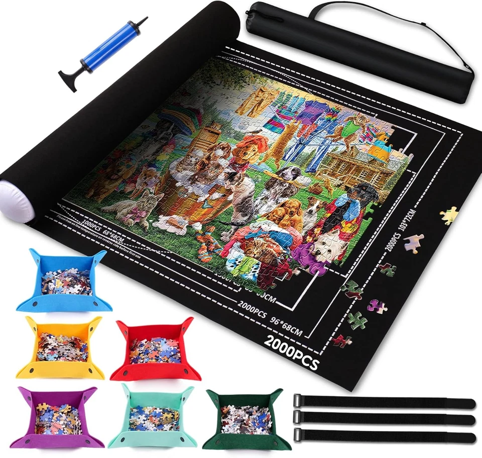 Rollo de alfombrilla de rompecabezas hasta 1000 1500 2000 piezas mesa portátil tablero de rompecabezas Ma Foto 1 de 4