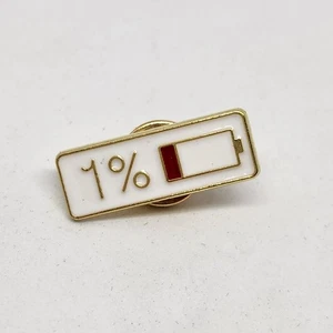 1% Battery Life Metal Enamel Pin Gold Tone Backing Lapel Backpack Hat Brooch - Picture 1 of 2