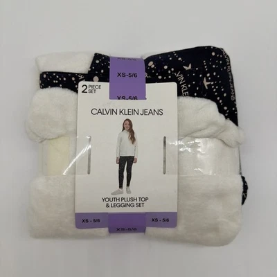 CALVIN KLEIN JEANS - Conjunto de Top y Leggings de Felpa Juvenil - Juego de 2 Piezas - Talla: XS 5/6 Foto 1 de 4