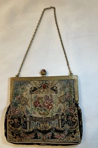 Antique 1910s Petit Point Floral Tapestry Handmade Purse Bag Victorian - Picture 1 of 4