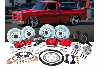 CPP X-10 Big Brake 14in/13in Front & Rear Kit 1973-1987 C10 5-Lug Red Calipers - Imagem 1 de 4
