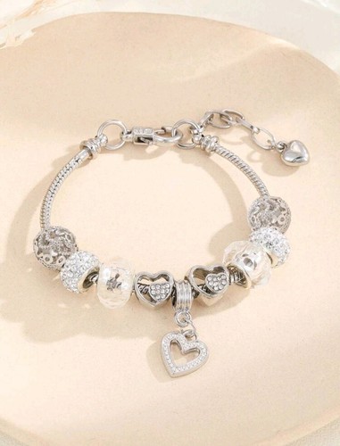 CHROME HEARTS Bracciale Glamour Strass Cuore Charm Decorazione Perline