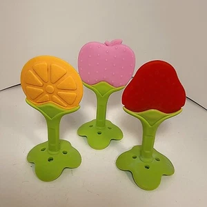 Ungiftig lebensmittelechtes Silikon Baby Obst Zähne Spielzeug BPA-frei 3 Stck. EUC - Bild 1 von 6