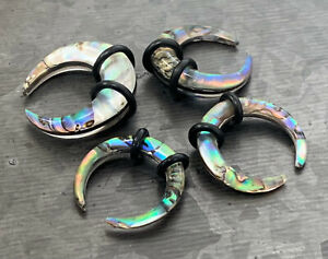 PAIR Organic Abalone Resin Buffalo Tapers Plugs Expanders Tunnels Gauges Pincer