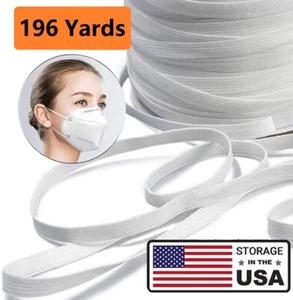 1/4 Zoll, 196 Yards] Weiß und Schwarz Flach Gummiband Zum Selbermachen Gesichtsmaske Kostenloser Versand - Bild 1 von 9