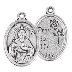 Saint St. Jude - Pray for Us on back - Italian Die Cast Silver Tone 1" Medal - Picture 1 of 4