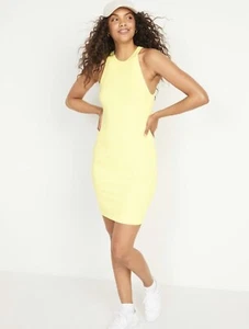 Old Navy Women's Size Small ~ Yellow Fitted Sleeveless Rib Knit Mini Dress $30 - Picture 1 of 9