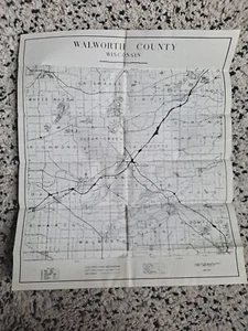 Wisconsin Walworth County Highway Dept. Map May 1949, Revised 1977~16" × 18 3/4" - Picture 1 of 6