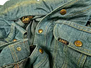 HOT VINTAGE 80s Men's LEE @ SAFARI CHORE BARN BLAZER 4 Pcks Denim JACKET Jeans M - Picture 1 of 15