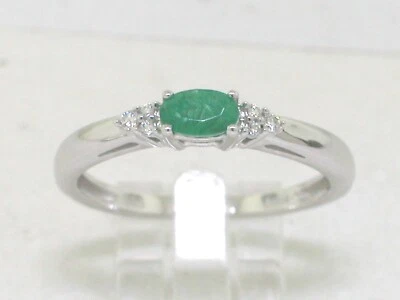 Exclusiver Smaragd Ring 585 Weißgold 14Kt Gold natürlicher Smaragd  6 Brillanten - Bild 1 von 4