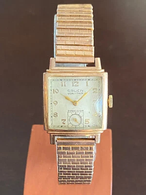 RELOJ PULSERA VERDE HOMBRE VINTAGE, CAL. 405, KEEPING TIME, RELLENO DE ORO ROSA, BONITO Foto 1 de 4