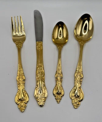 Gold-plated stainless steel Northcraft flatware Japan Cutlery Ornate Royal Sealy - Image 1 of 4