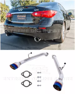 For 14-Up Infiniti Q50 | Axle Back Muffler Delete 4.5" Dual Burnt Tips Exhaust - Picture 1 of 12